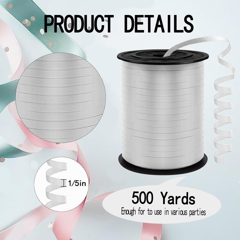 YCDMLJC Silver Curling Ribbon,500 Yards Ribbons for Crafts,1/5 Inch Ribbon,Balloon String, Party Decoration,Ribbons for Florist Flower Bows for Graduation Supplies - Image 2